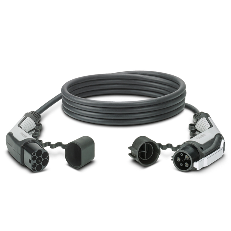 Câble de recharge – Monophasé – 32A – Type 2/ Type 1 – 7m - 1001Bornes