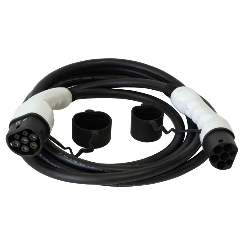 ECOPOINT Câble de Recharge Voiture Électrique PHEV Type 2 22kW 7,5M  Triphasé, Câble T2 32A, Type 2 à Type 2, Câble Mode 3 avec Sac de Rangement,  Compatible avec Model 3 S X Y
